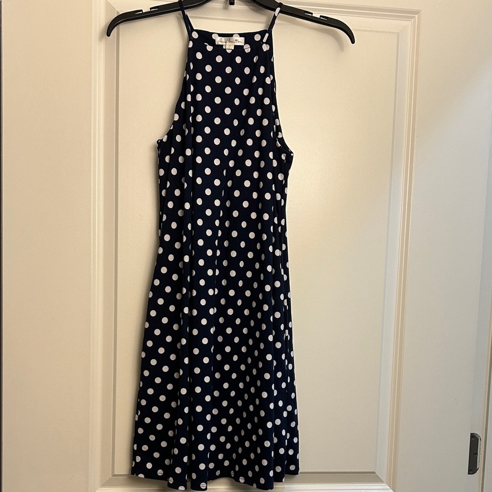 Nine Britton Navy and White Polka Dot Mini Dress